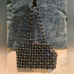 Elegant Black Beaded Women's Bag